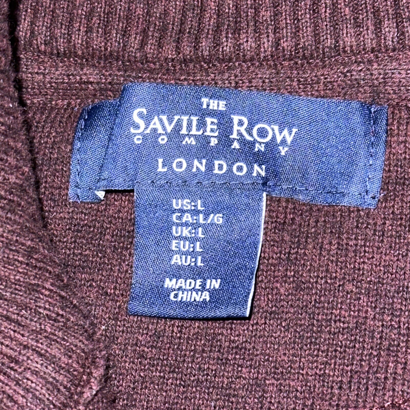 FILA Giacca maglione Savile Row Company London cerniera intera uomo taglia grande prugna viola