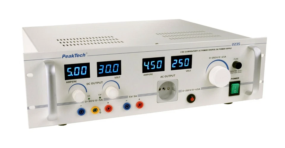 Peaktech P2235 AC Power Source & DC Power Supply 1kW 30V/5A, 5V/3A Fixed - Image 2 of 3