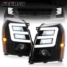 LED DRL Projector Headlights Clear For Cadillac Escalade HID/Xenon 2007-2014