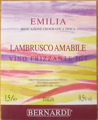 Wine labels ITALY Lambrusco Amabile EMILIA CASA VINICO BERNARDI wine labels