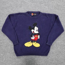 Vintage Mickey Mouse Sweater Mens M Pullover Blue Knit Jerry Leigh Disney Casual