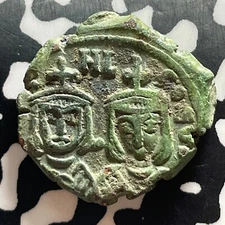 (820-829 AD) Byzantine Empire Michael II & Theophilus AE Follis Lot#JM9259