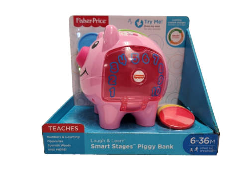 Fisher Price Laugh & Learn Musical Smart Stages Piggy Bank & Coins Bilingual NEW - Photo 1 sur 6