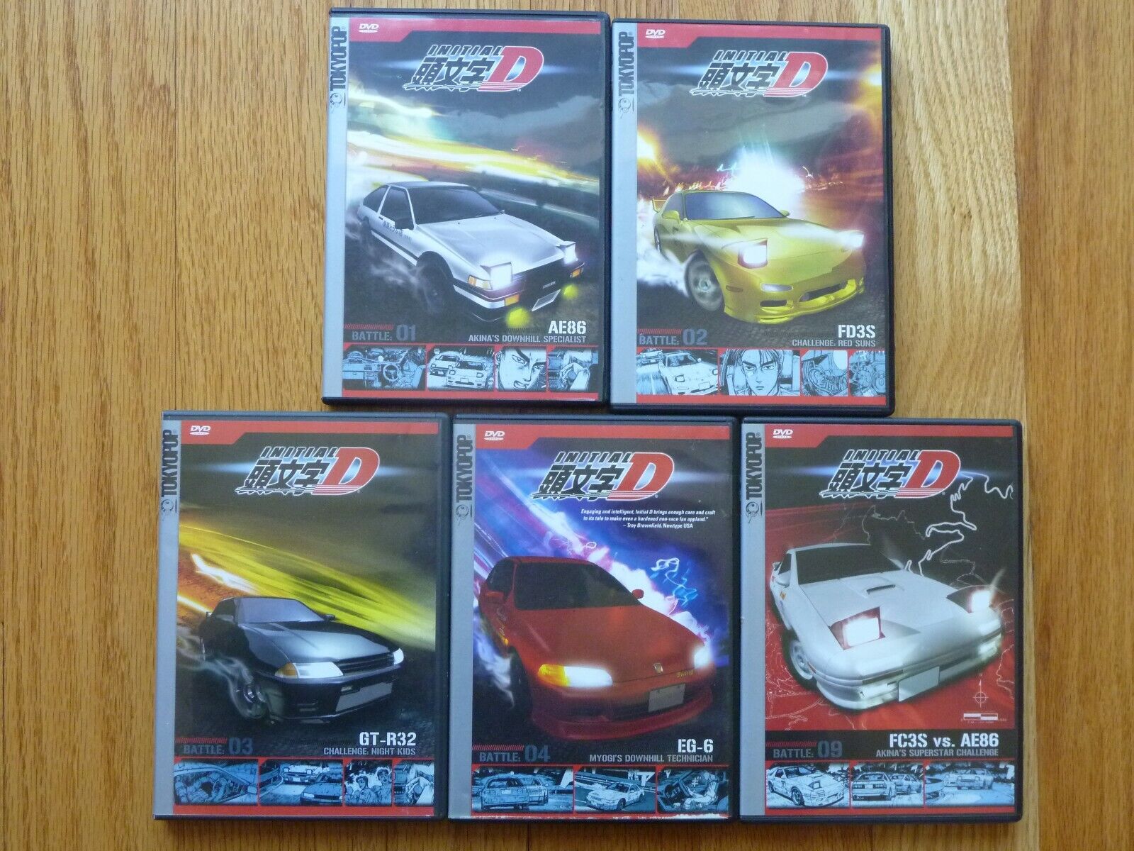 Lot of 6x Initial D - Battle 01-05 + #14 Anime DVDs + Unopened