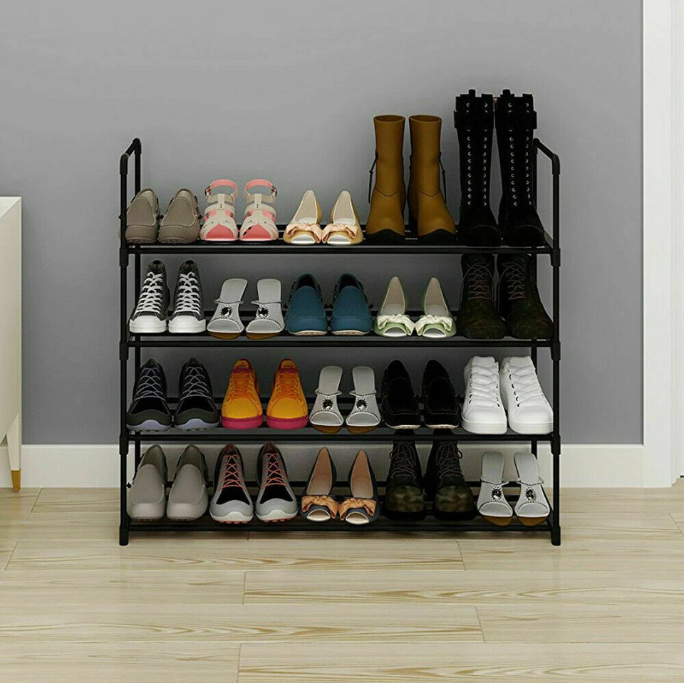 4-Tier Shoe Rack Shoe Tower Shelf Storage Organizer Cabinet Holds 16 Pairs USA