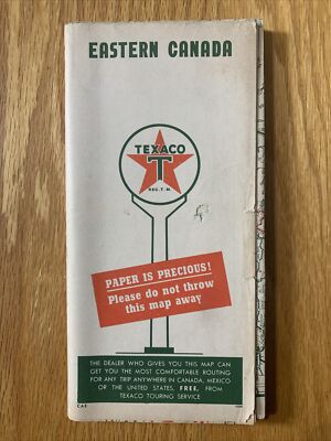 Texaco Map Eastern Canada Quebec Maritime Provinces Gas Oil 1948 Folding