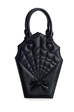BANNED Apparel Embossed Witch Gothic Punk Emo Spider Web Coffin Bow Ghoul Bag
