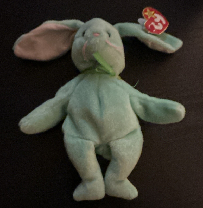 Ty Beanie Babies Hippity Green Rabbit Bunny Plush 1996 Vintage PCV Pellets