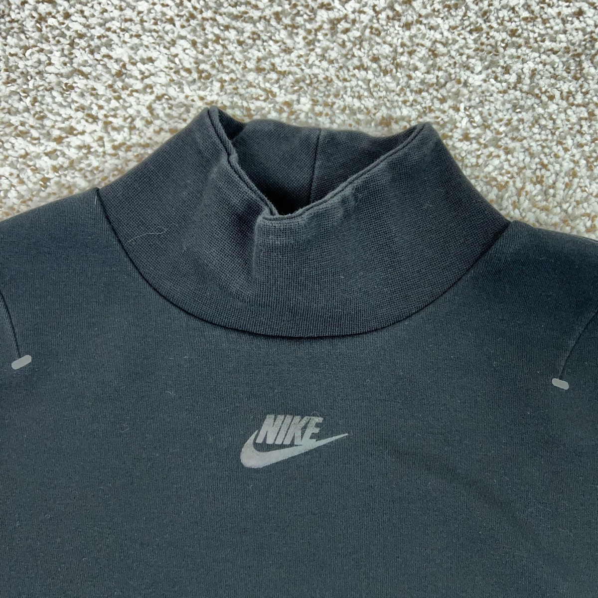 Nike Sweatshirt Womens Small Black Mock Neck Pullover Logo Cropped