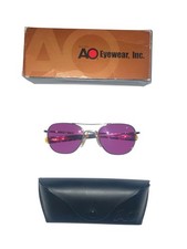American Optical Sunglasses 55 Mm Lens Purple Tint gold frame  Original Box
