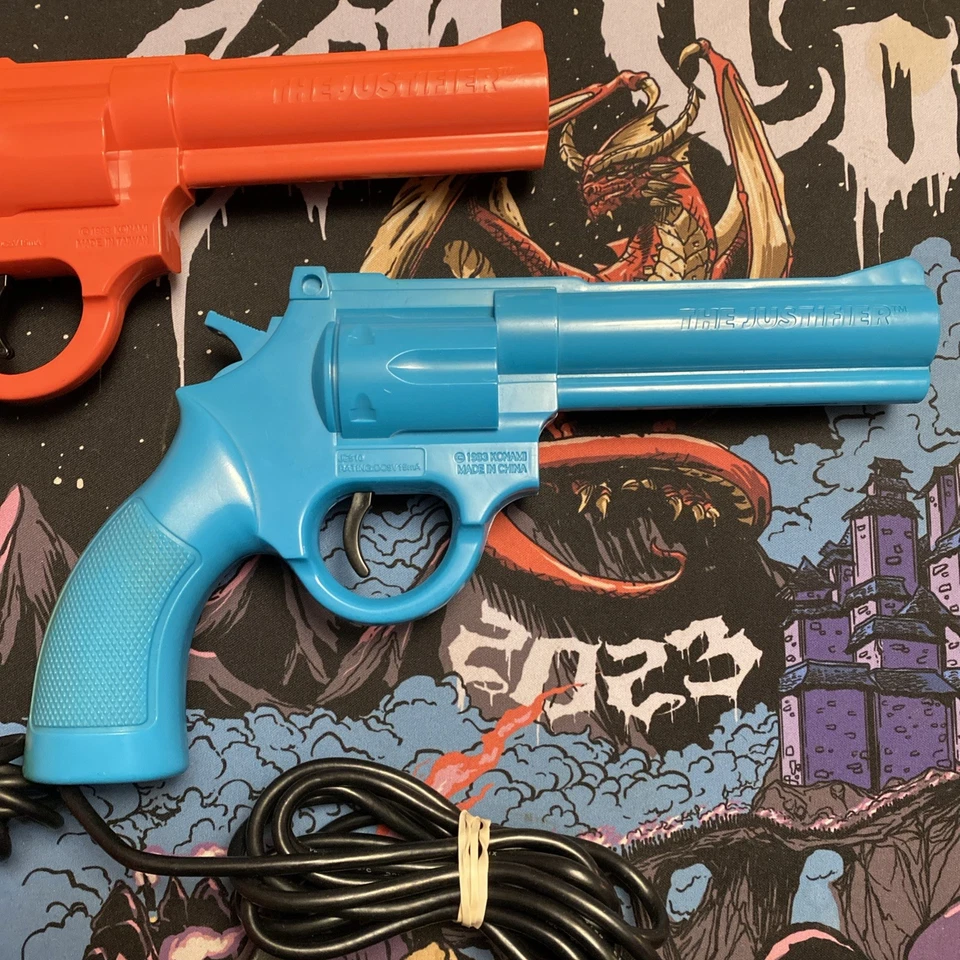 Lethal Enforcers Blue & Pink Gun Controllers Justifier for Sega Genesis TESTED - Image 3 of 4