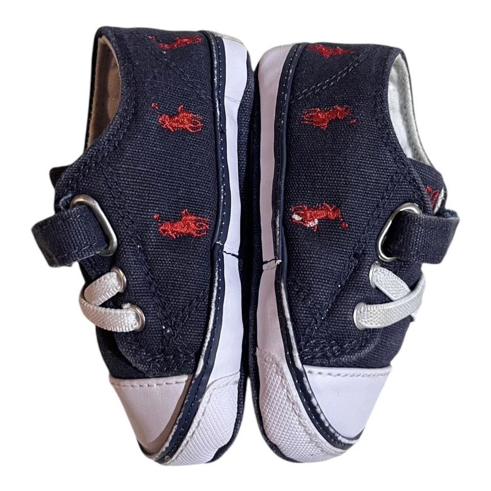 Ralph Lauren темно-синий Baby мальчиков холст кроссовки обувь мягкая подошва Sz 3 - Изображение 3 из 4