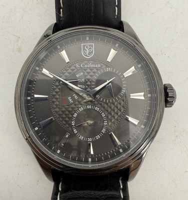 S COIFMAN Black Dial Men's Watch Black Leather SC0391