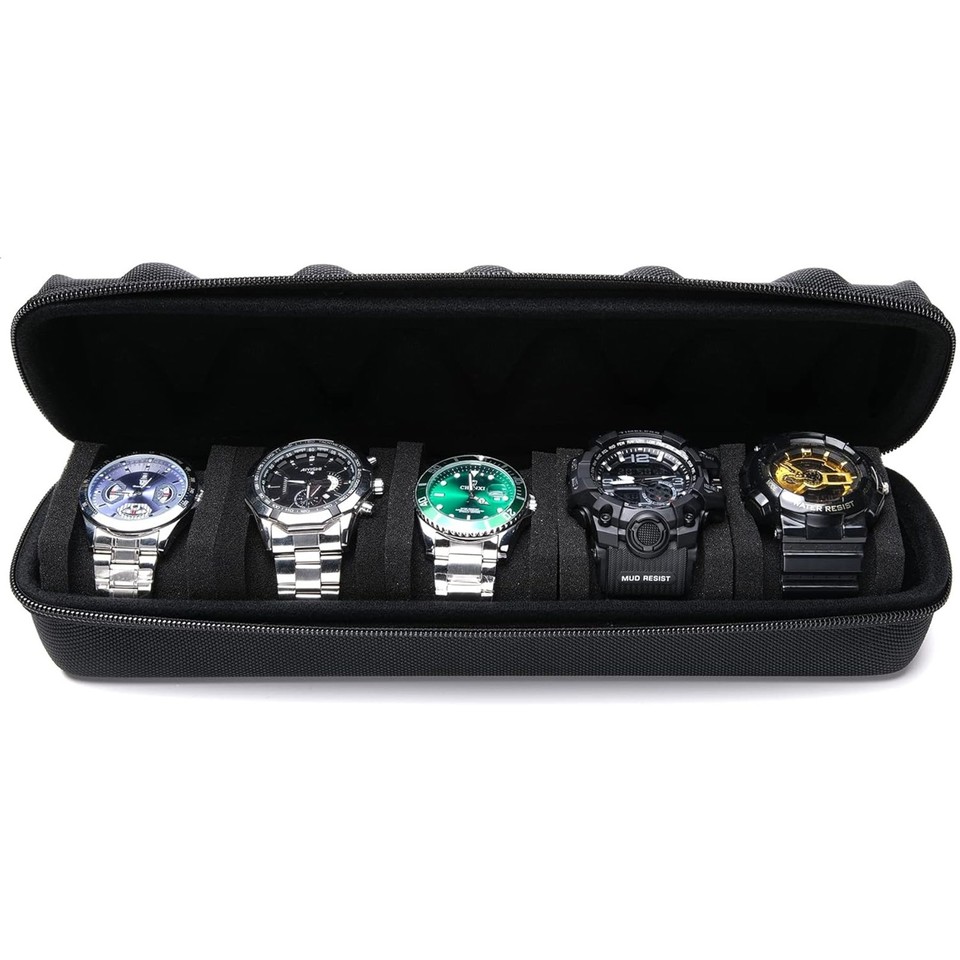 Travel Watch Roll Case 5 Slots Wristwatch Display Case Watches Storage ...