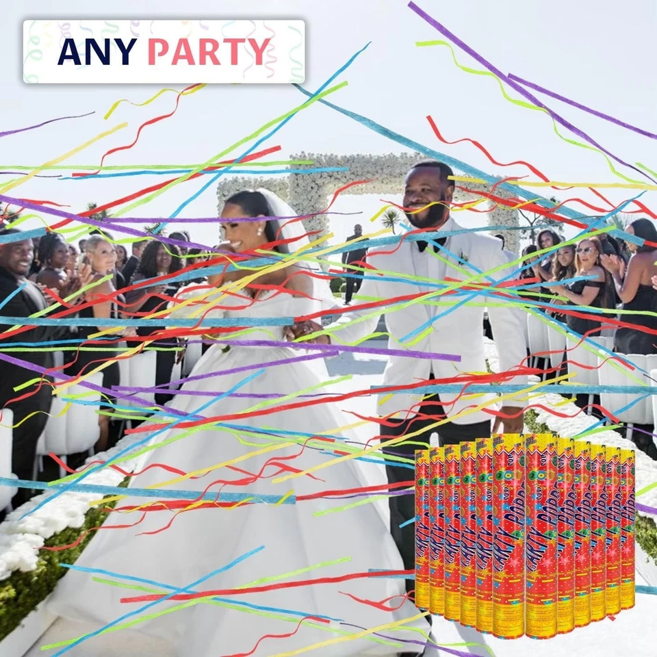 Cañón de Confeti 12 Pulgadas Multicolor Confeti Popper Fiesta Streamer Bi... Envío Rápido Foto 4 de 4