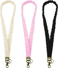 Scrunchie Lanyards for ID Badges, Cute Stretchy Neck Lanyard Strap Keychain Hold