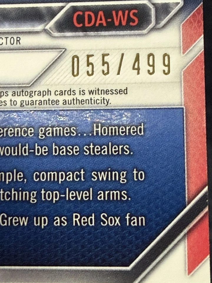 2016 Bowman Draft Chrome Draft Pick Auto Will SmithCDA-WS Refractor /499(AU, RC) - Image 3 of 4