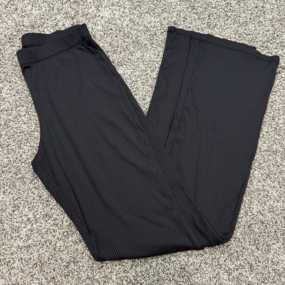 H&M Divided Women's Black Striped Polyester Elastane Stretch Pants Regular M