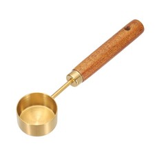 15ml Stainless Steel Measuring Spoon with Wood Handle Gold,