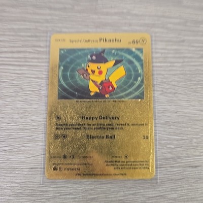 Special Delivery Pikachu Gold Foil Fan Art Pokemon Card Promo