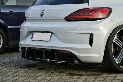 Rear Bumper diffuser addon with ribs / fins For VW Scirocco R 14-17 Facelift