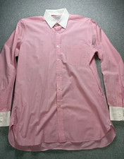 Turnbull Asser Mens Dress Shirt Pink Long Sleeve White Contrast Collar 15.5-39