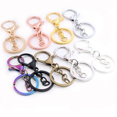 5pcs/lot 30mm Chain Key Ring Long 70mm Popular classic 8 Colors Plated lobster c