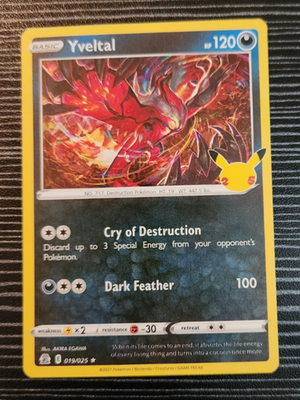 Pokemon TCG- Yveltal 019/025- Holo Card- Celebrations 25th