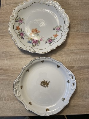 Weimar Porzellan Servierplatte/Schalen Blumenmuster,Gold