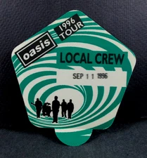 Oasis, Unused LOCAL CREW PASS, From Canceled Concert, Charlotte, 11 Sept 1996