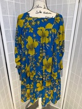 NWT Happy Nature Floral Dress Top in Blue & Yellow