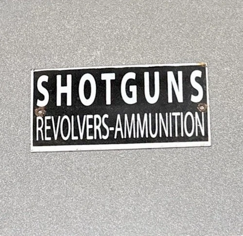 VINTAGE SHOT GUN AMMUNITION PORCELAIN SIGN CAR GAS OIL TRUCK MOTORCYCLE