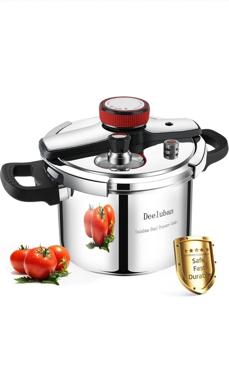 6.3 QT Pressure Cooker, 304 Stainless Steel - Explosion-Proof Lock Read Descript