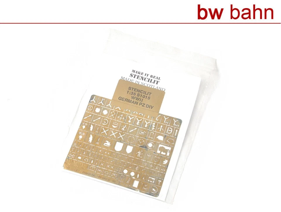 Stencilit 1:35 S1015 Messing-Schablone geätzt, WWII German PZ DIV Symbole