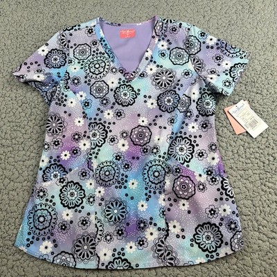 Ava Therese By Zavate Apparel Womens Scrub Top Small Floral Colorful Medical