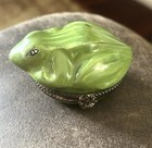 Limoges Peint Main Trinket Box Green Frog Rochard Porcelain Adorable — photo 1