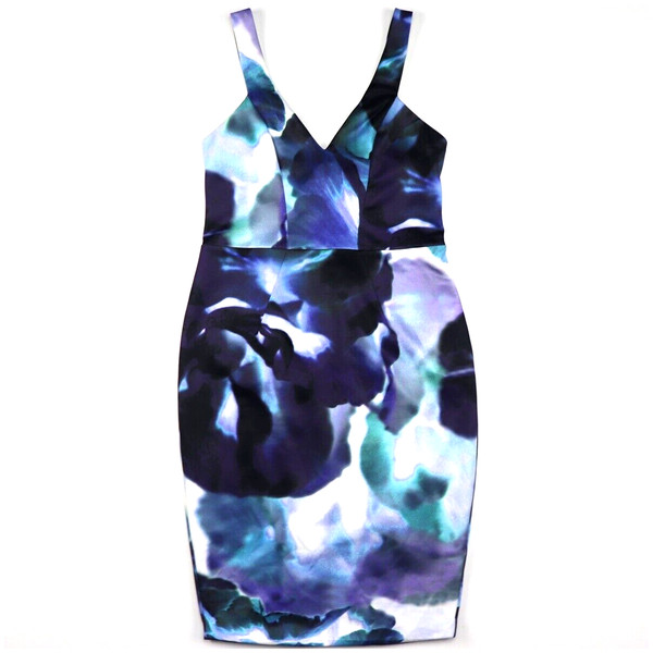 Bodycon Dress Size M Sleeveless Vneck Lined Split Back Multicolor Sexy Stylish