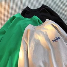 Men's Oversized Loose Letter Print Short Sleeve Round Neck Casual T-Shirts
