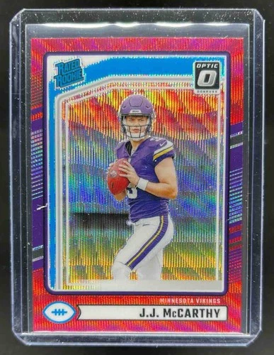 2024 Donruss JJ McCarthy Optic Rated Rookie Preview Red Wave #303 Vikings