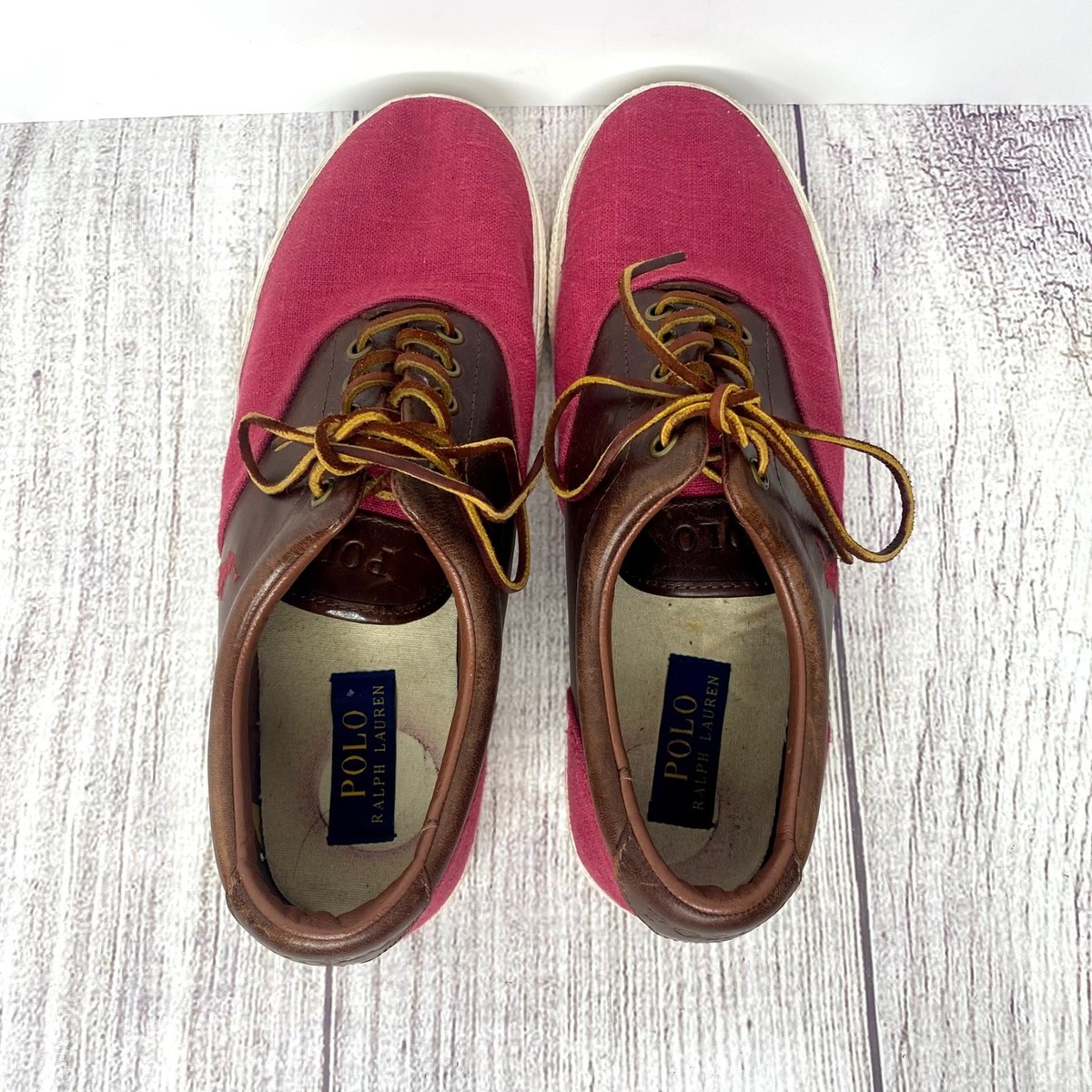 Polo Ralph Lauren Vaughn Shoes Mens 10.5 D Red Canvas Leather Low Top Sneakers Ralph Lauren Polo Vaughn Men main image 3