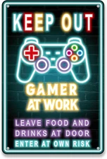 Neon Gaming Room Door Sign Keep Out Gamer Decor Video Game Room Accessory  Boys