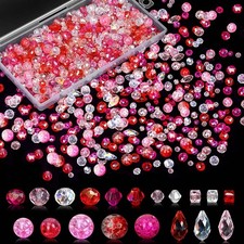 1000pcs Glass Beads for Jewelry Making Small, Medium, Large, Red/Pink