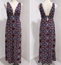 Forever 21 Multicolor Printed Sleeveless V-Neck Cut-out Maxi Dress Women's M