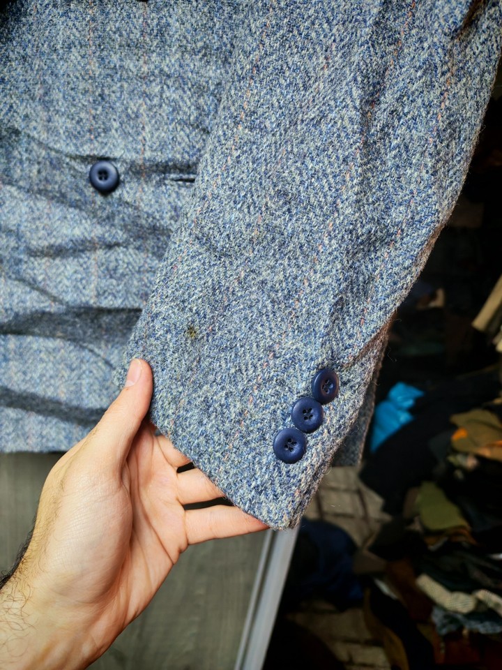 Veste Harris Tweed Homme 38R – Gris, Motif Chevrons, Blazer De Chasse/campagne