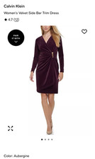 NEW Calvin Klein Women’s Size 12 Burgundy Velvet Faux Wrap Dress – Holiday Glam
