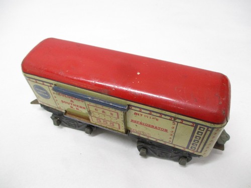 Marx 555 C & S Refrig Car 817 Red Roof Litho 6” 8W Prewar O gauge x6415 - Picture 2 of 7