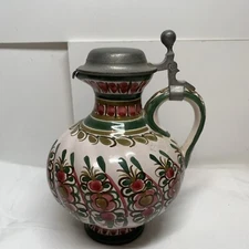 Vintage ASN Pitcher with Metal Lid  6”t Great Condition W/no Damage, ASN 0398