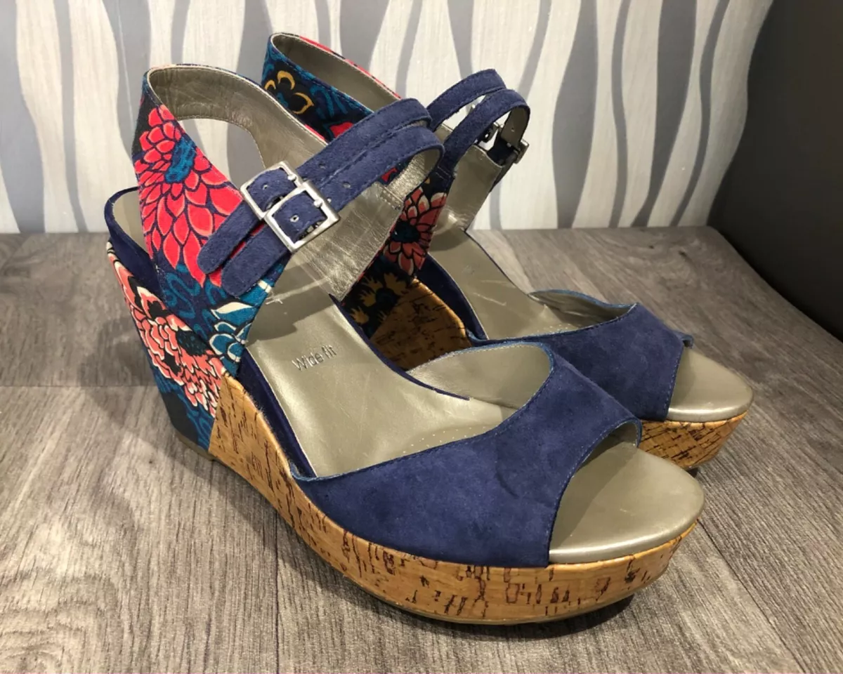 Clarks blue sales wedge sandals