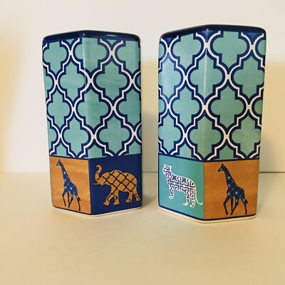 Sea World Moroccan Style Salt & Pepper Shakers African Animals Blue New In Box
