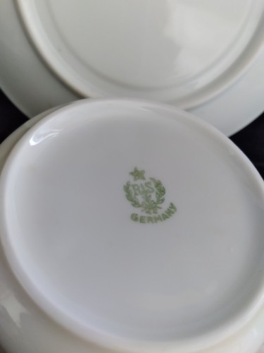 Antique RS Germany Porcelain Hand Painted Teacup & Saucer Set White Roses - Picture 9 of 12